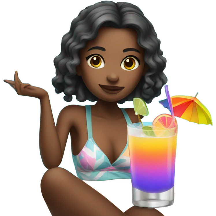 Girl in a pool with a cocktail  emoji