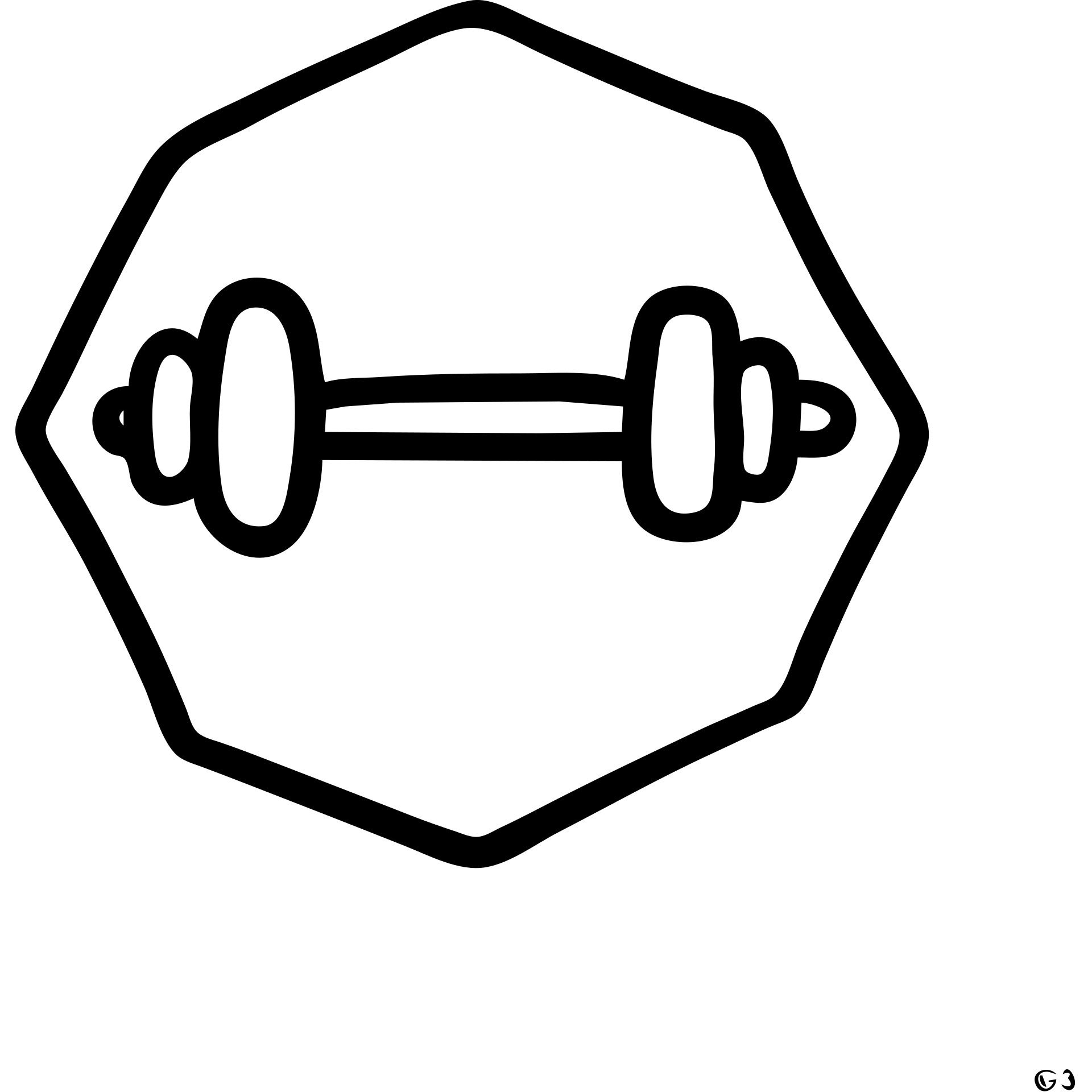 gym icon hexagonal shape hand drawn black outline emoji