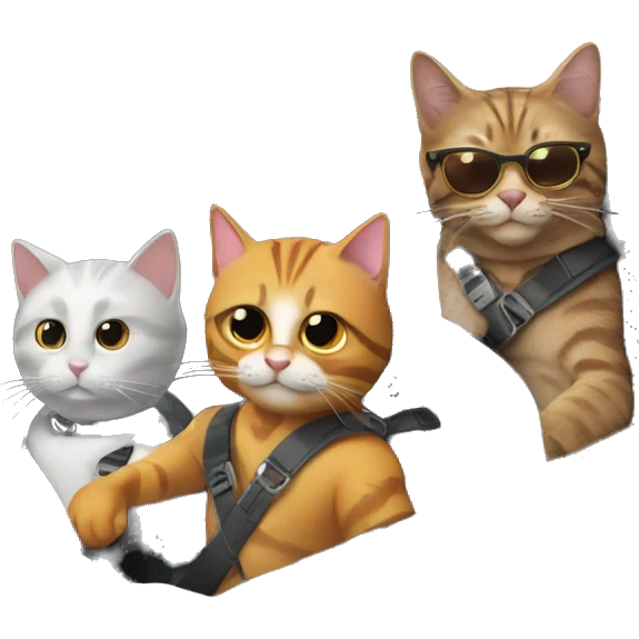 three cool cats in a porsche emoji