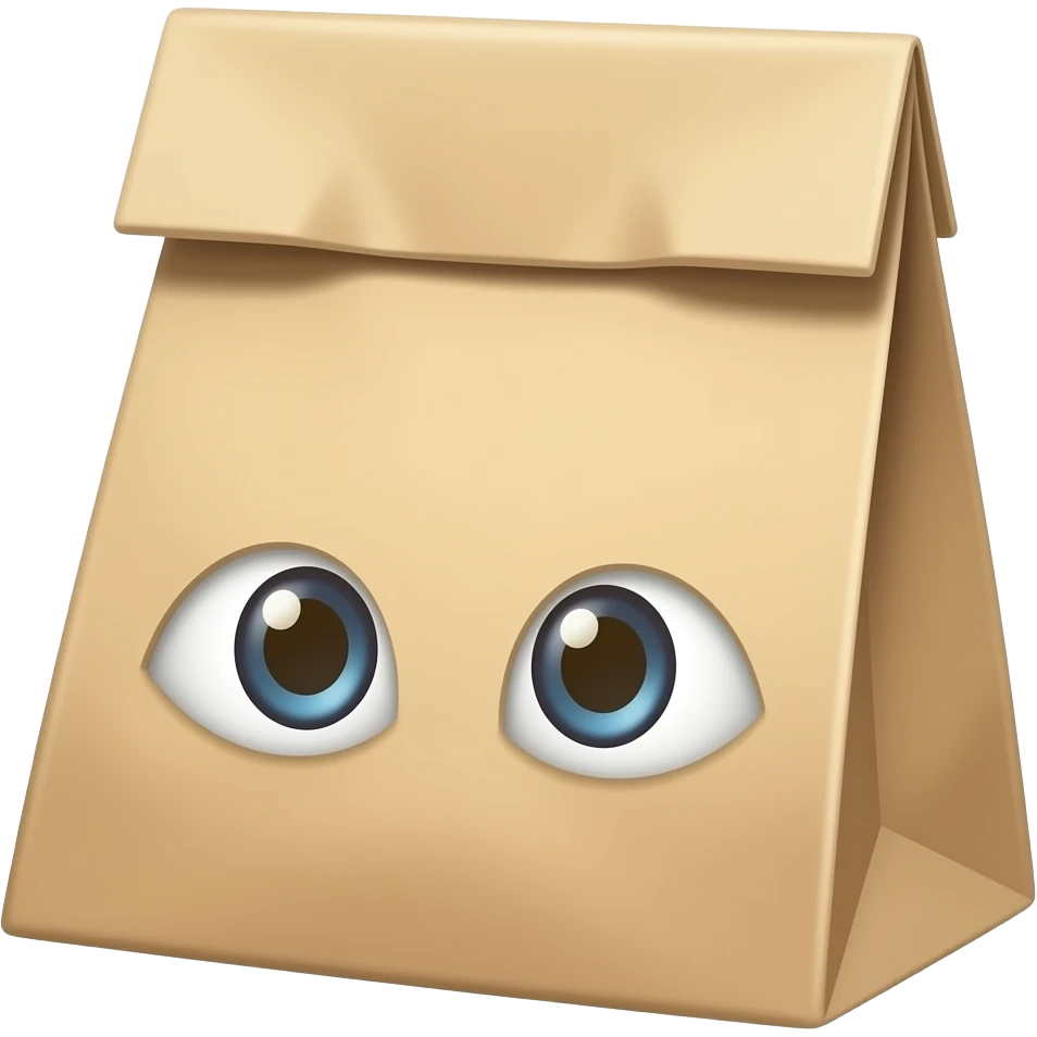 upside down paper bag with eye holes cut out emoji