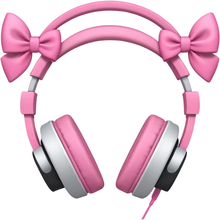 audifonos de color rosa y lazos rosas  emoji