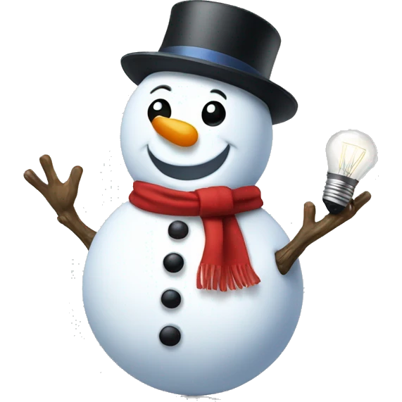 snowman with light bulb buttons emoji