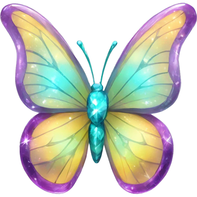 Shiny sparkly glass crystal butterfly emoji