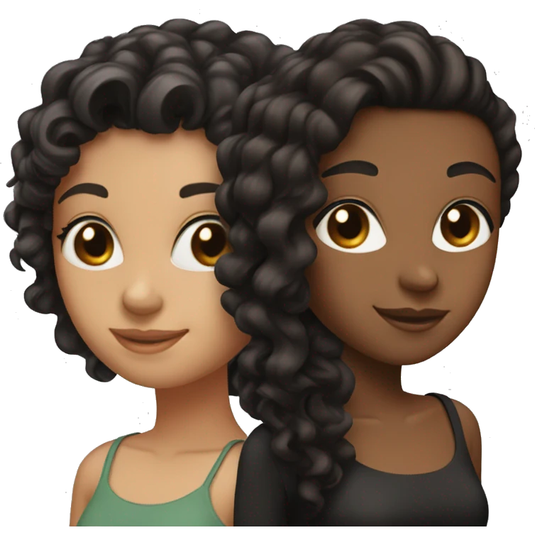 3 girls 1 with straight brown hair, 1 black hair, 1 slick back brown curly hair emoji