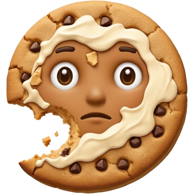 {
    "type": "object",
    "look": "broken cookie man, missing bite, crumbs on edge, front view",
    "description": "a cookie man partially eaten, showing a bite mark and rough crumbs"
  } emoji