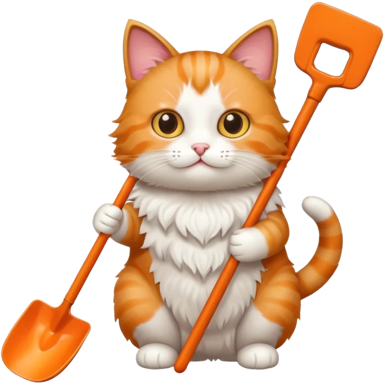 A very cute cat holding a toilet shovel emoji