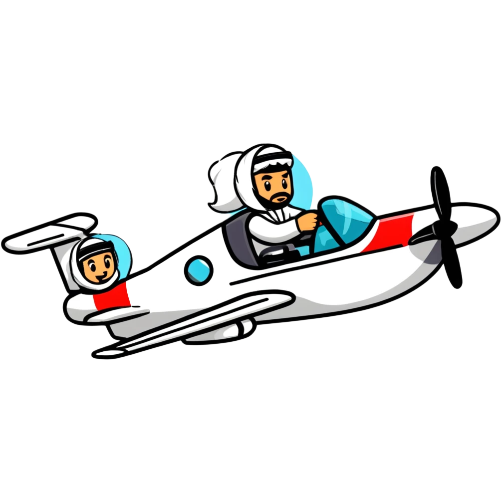 two Arab men piloting an airplane emoji