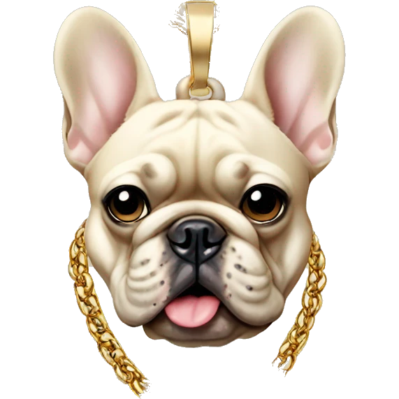 Mad French bulldog with gold chain emoji