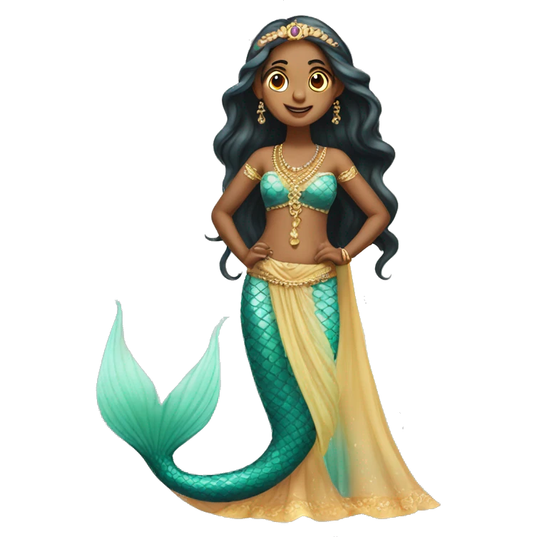 mermaid princess of India whole body emoji