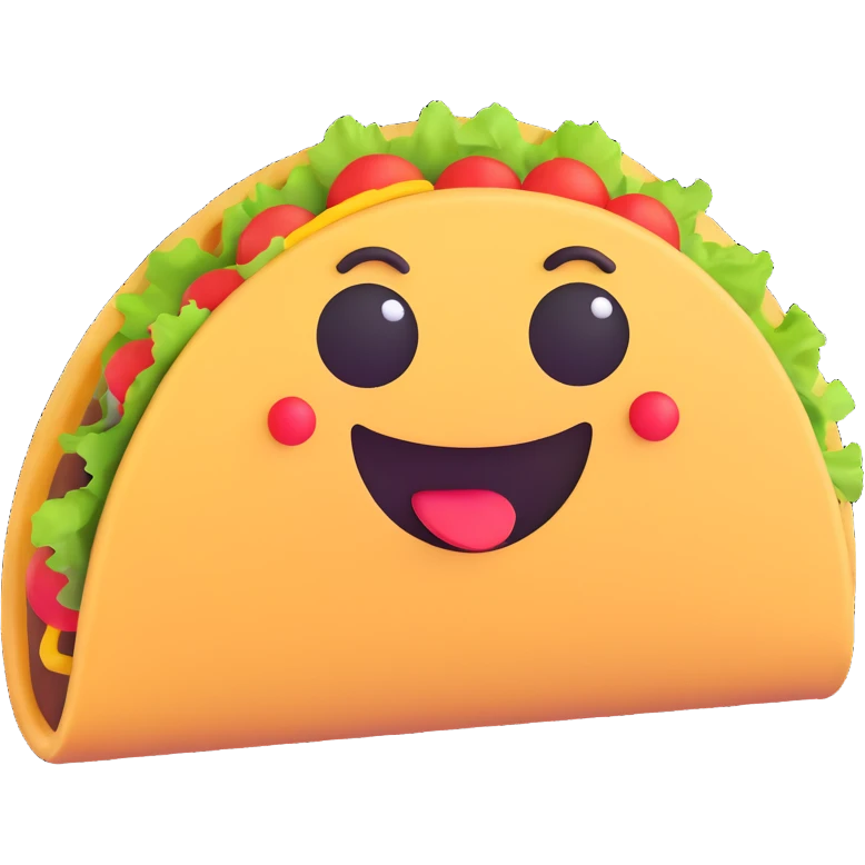 Make the taco much bigger and more visible, keeping the playful 3D emoji style, with no background. emoji