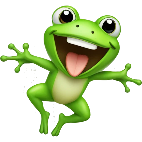 Happy cute frog jumping  emoji