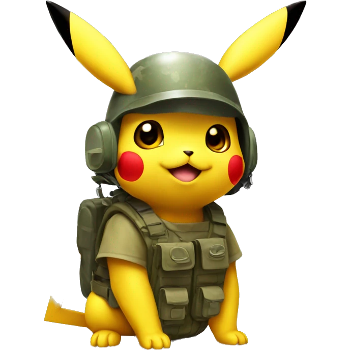 Pikachu with army helmet emoji