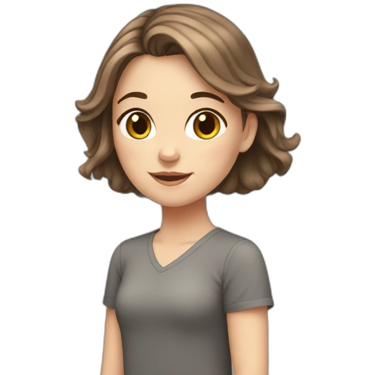 white girl with brown hair with gray cat emoji