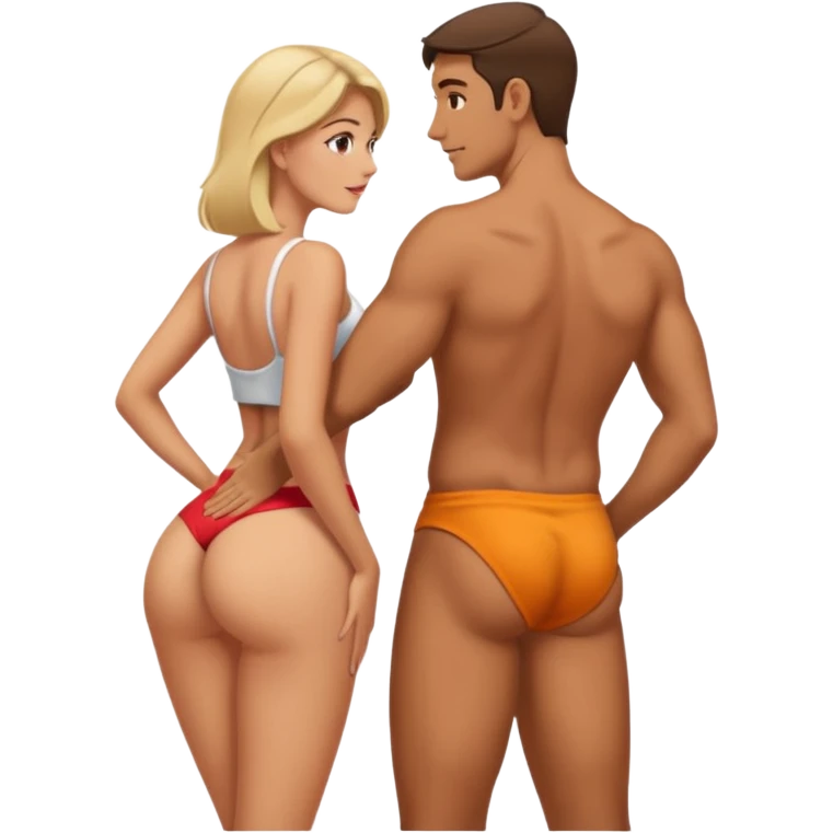 Homem olhando pra bunda de uma mulher emoji