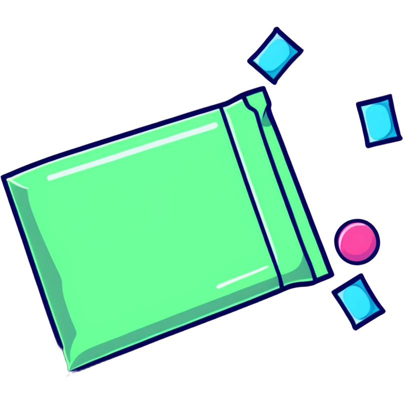 a pack of chewing gum with some pieces coming out, colorful gum sticks emoji