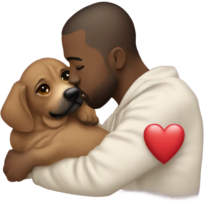 kanye west kissing dog with heart eyes emoji