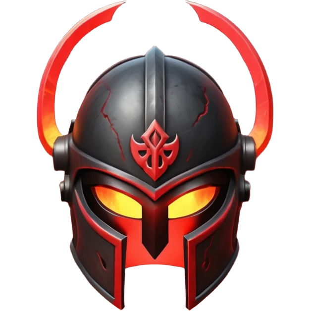 Ares legendary helmet object icon, ancient Greek helmet with glowing red runes, deep red energy glow, battle scars, epic fantasy style, 3D cartoon, mobile game icon style, centered, clean background, no text, no watermark

 emoji