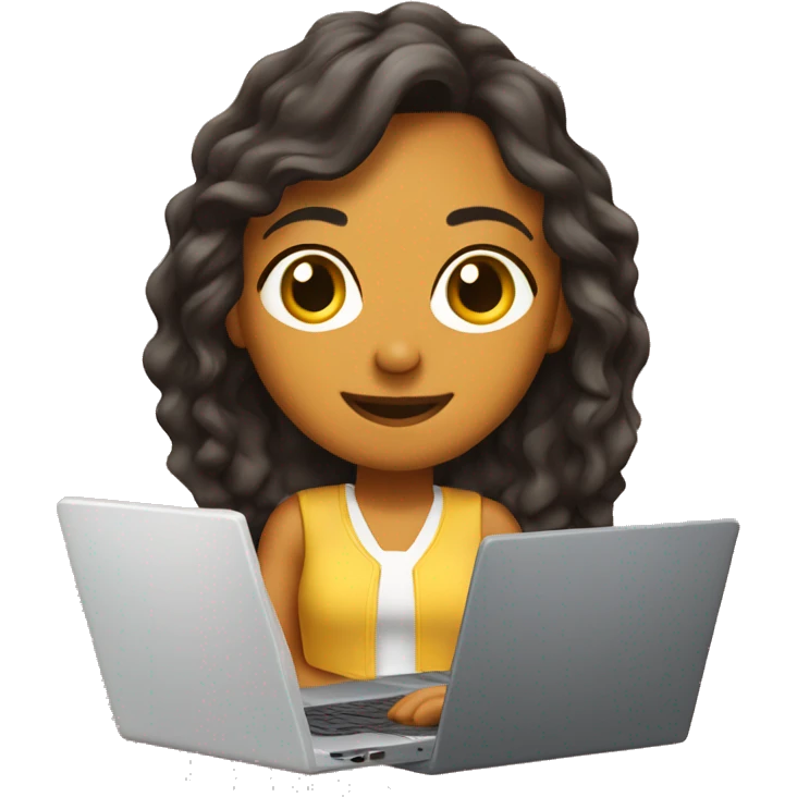 Chica cabello castaño con laptop emoji