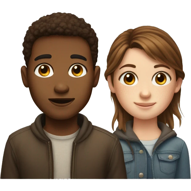 freckles brown hair girl and a short brown hair boy emoji