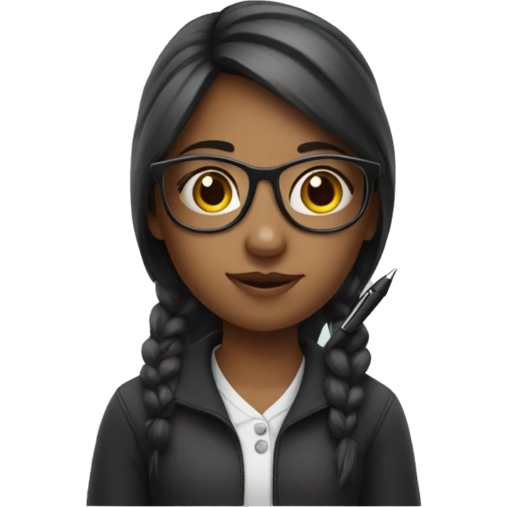 girl with pen and glasses emoji