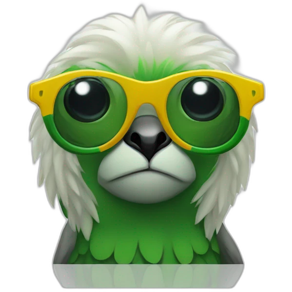 Loro verde con lentes negros de sol emoji