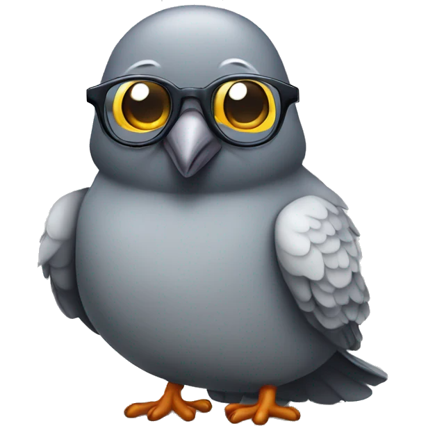 Full body Pigeon wearing glasses emoji