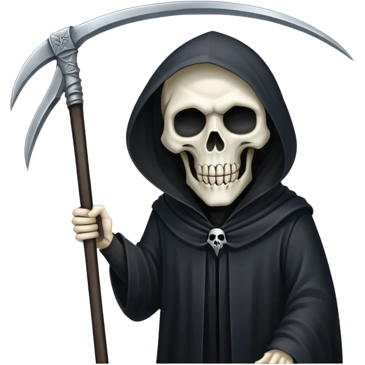 The Grim Reaper bent over, staring at you with his scythe in hand emoji