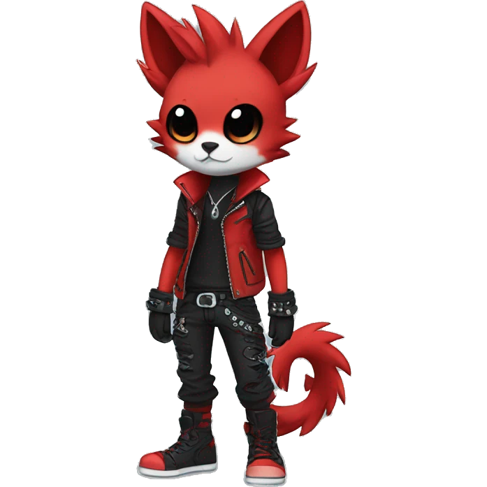 cool edgy black punk red animal hybrid Fakemon full body emoji