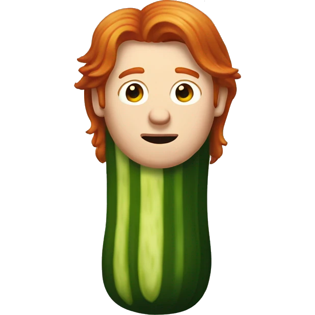 Pickle with the face of ron weasley. Pickle has red hair. emoji