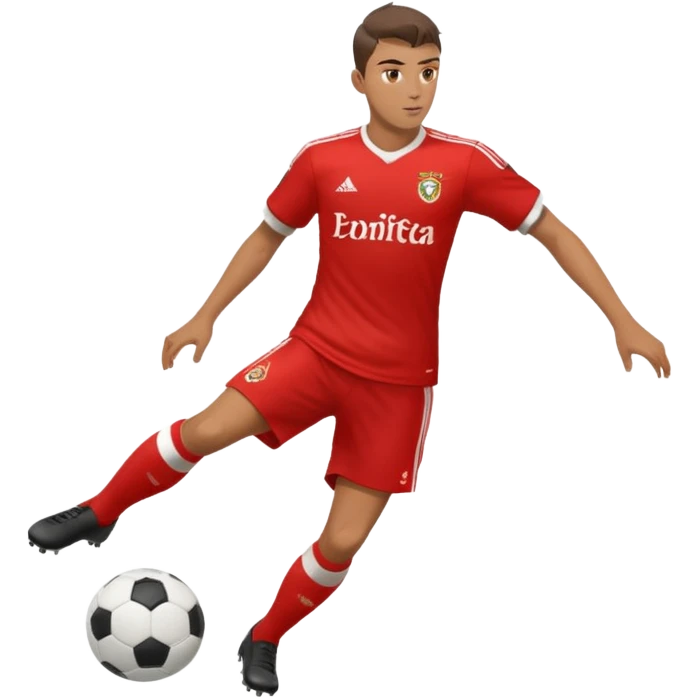 jogador do benfica a chutar a bola de futebol emoji