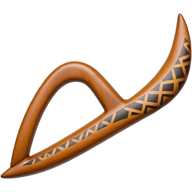 Cinematic Realistic Boomerang Emoji, depicted as a sleek, curved traditional Aboriginal tool rendered with detailed textures and a dynamic sense of motion, symbolizing cultural significance and natural craftsmanship under warm earthy lighting. emoji