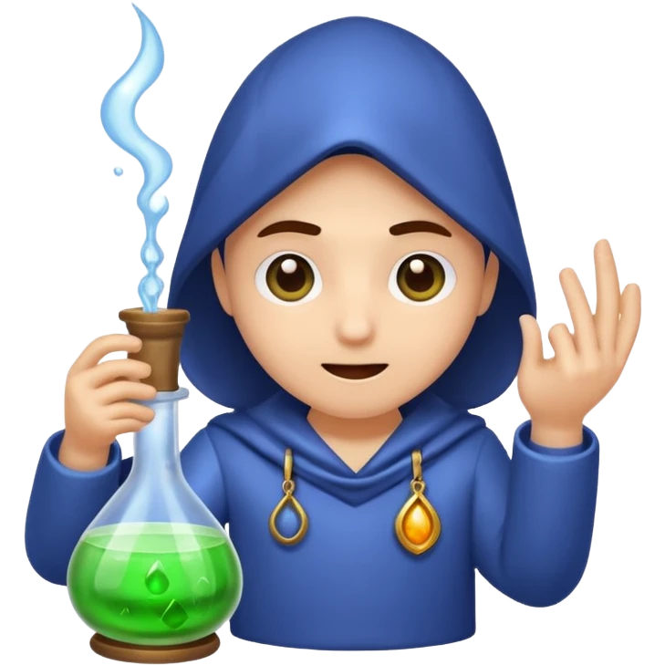 mystic lab character tasting potion from fingertip emoji