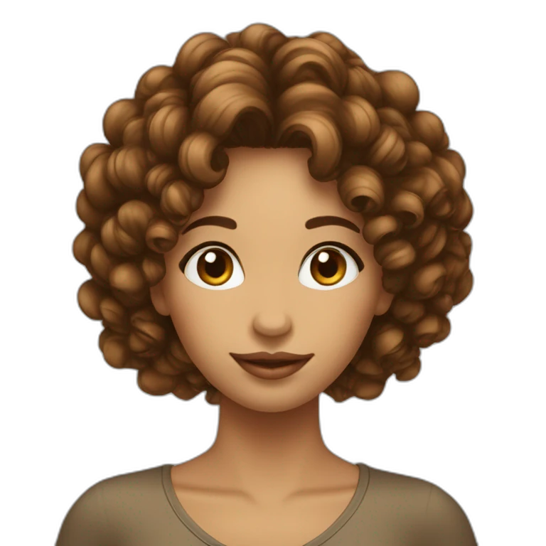 Cheveux marron bouclés femme emoji