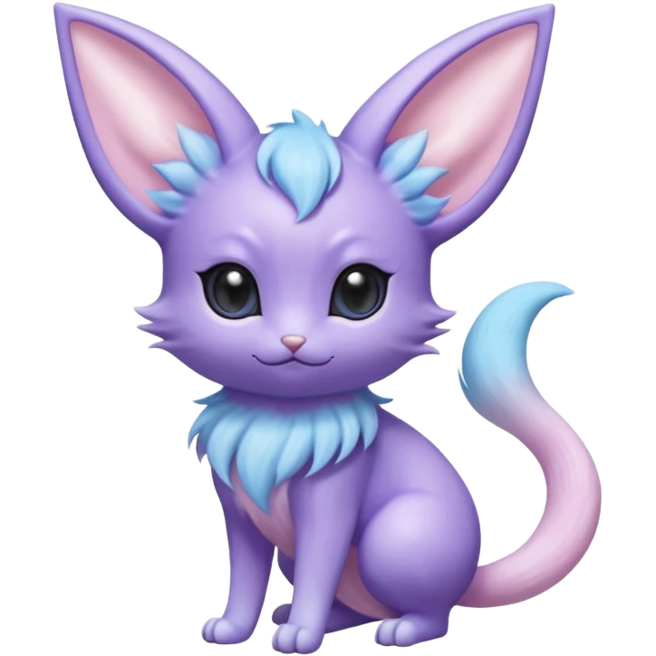 Cute kawaii fluffy floofy Pastel Gradients Shiny silky realistic smooth soft Espeon-Mew-Minccino-Delcatty-Pachirisu-fusion emoji