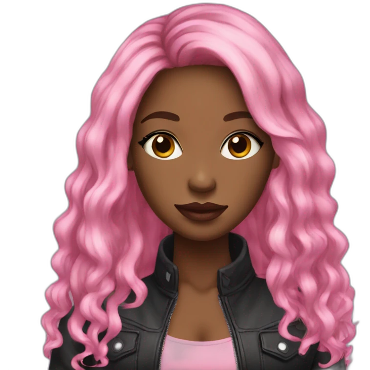 Young Black women pink lips long hair emoji