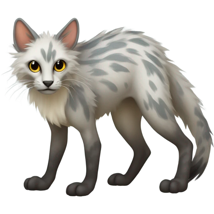 Feral Rare Fantasy Vernid-Trico-species by LiLaiRa, random markings, tufted tail, tufted ears, full body emoji