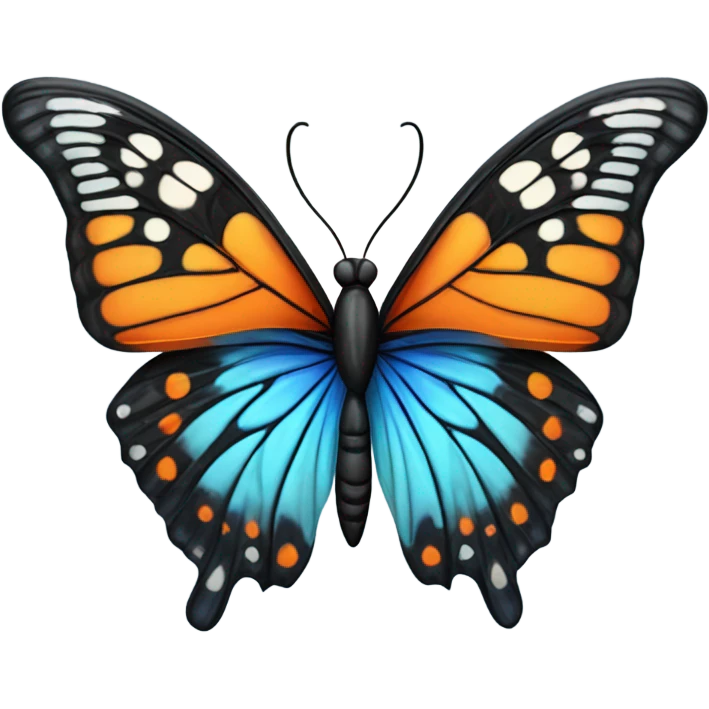 Blue black and orange beautiful butterfly with both wings emoji