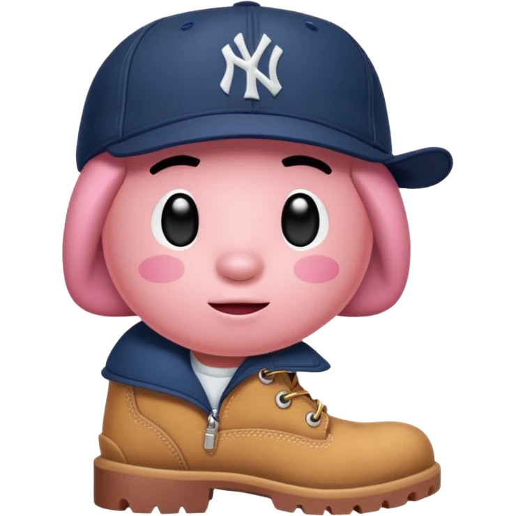 Kirby with timberland boots and a new york Yankee cap emoji