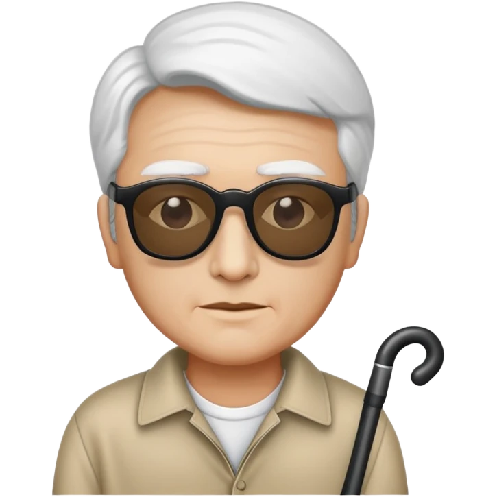 blind man with white cane and dark glasses emoji