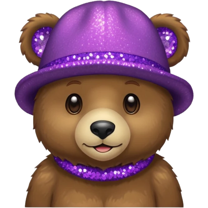 Urso adulto com boné roxo com glitter emoji