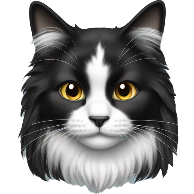 Black and white long haired cat emoji