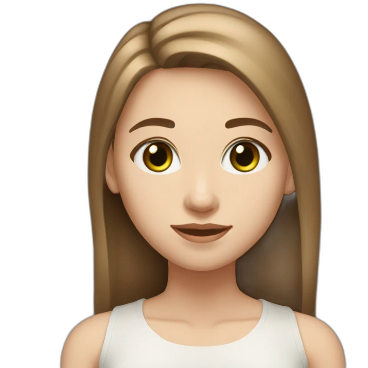 16-year-old Argentine girl with white skin. Medium green eyes. Light brown hair in the shape of a heart on the forehead, straight. rounded face emoji