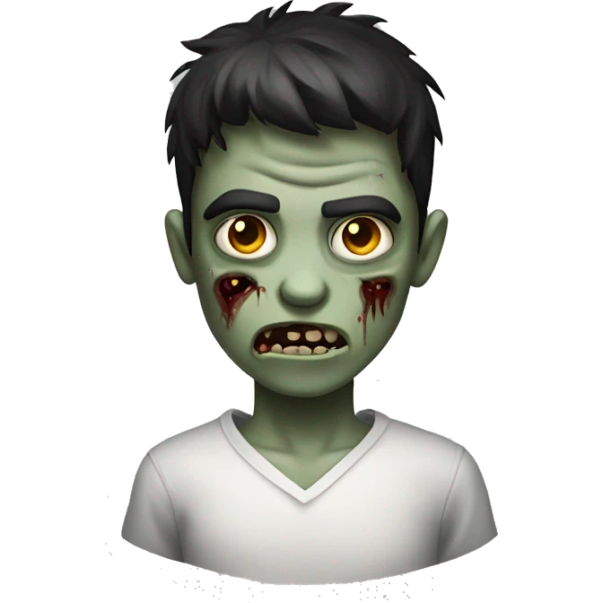 boy zombie with dark hair and white shirt emoji