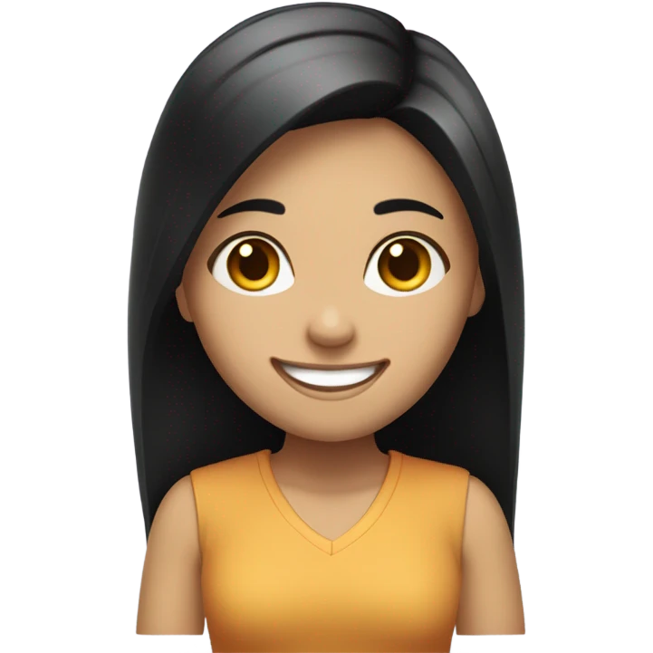 girl working happy straight black hair emoji