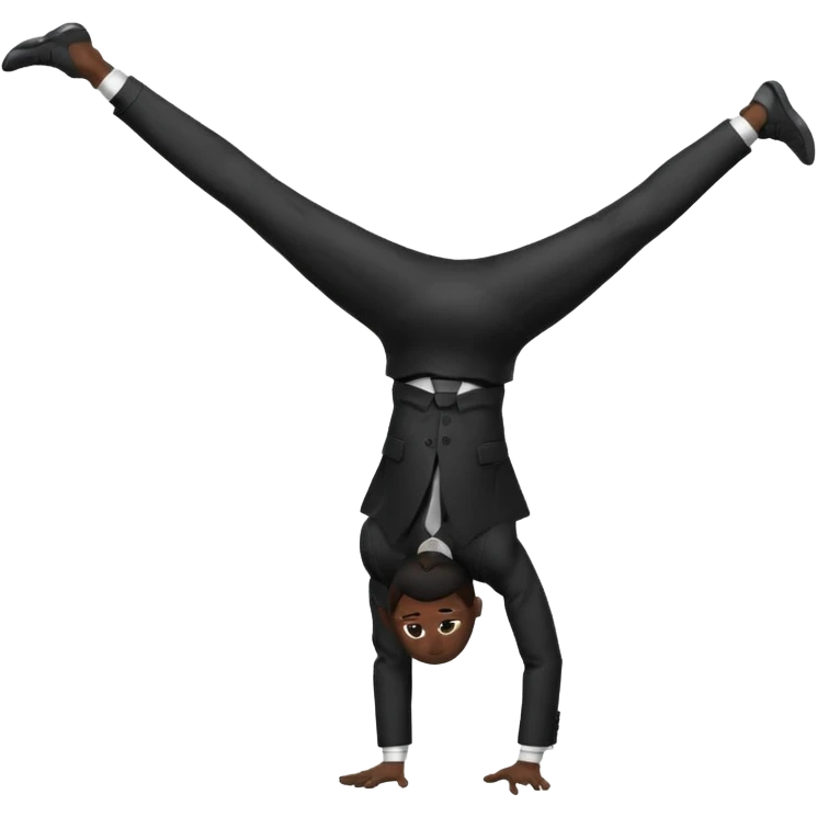 black dressed man handstand emoji