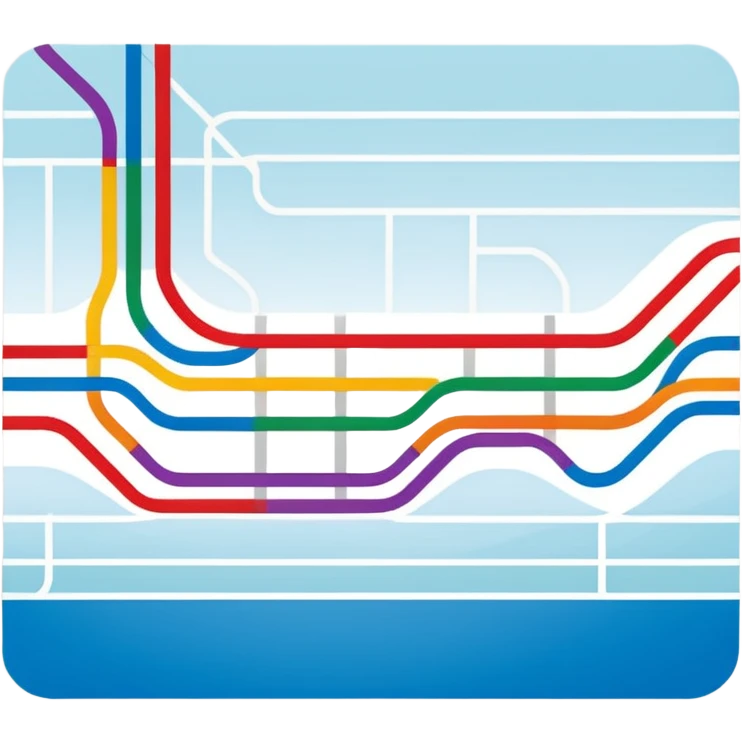 stylized subway lines map on card. emoji
