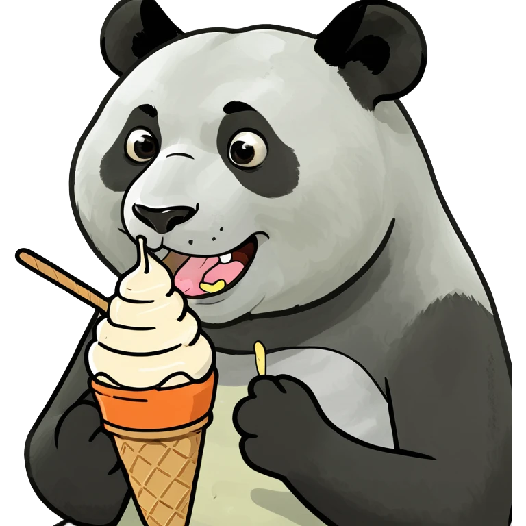 Panda eating ice cream emoji