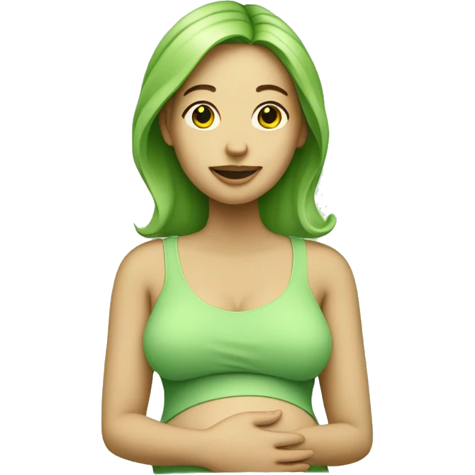 Pregnant woman all in light green with light green skin  emoji