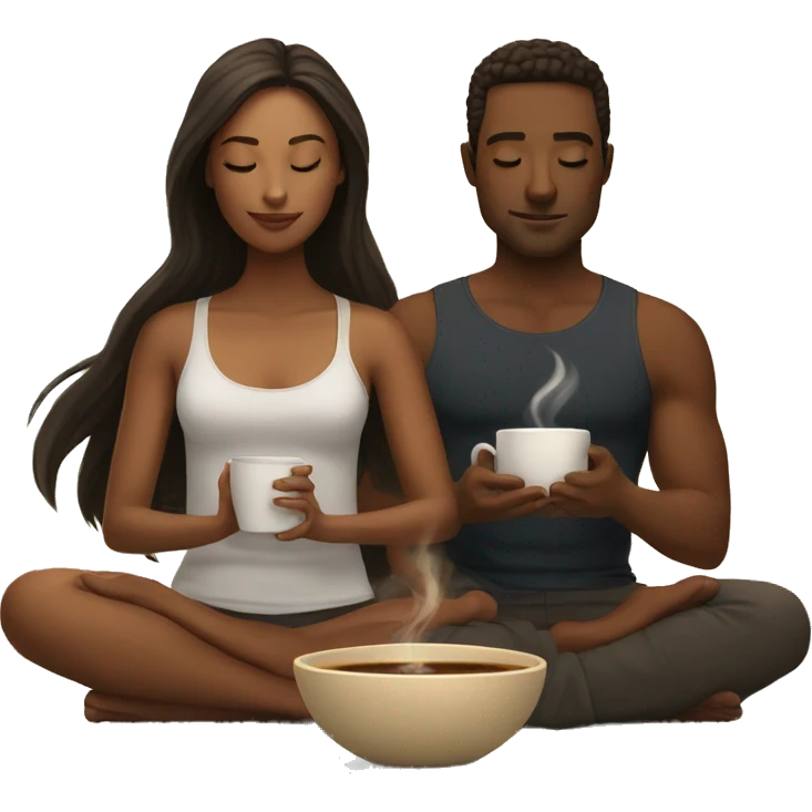 Perfect meditation with a girlfriend and coffee emoji