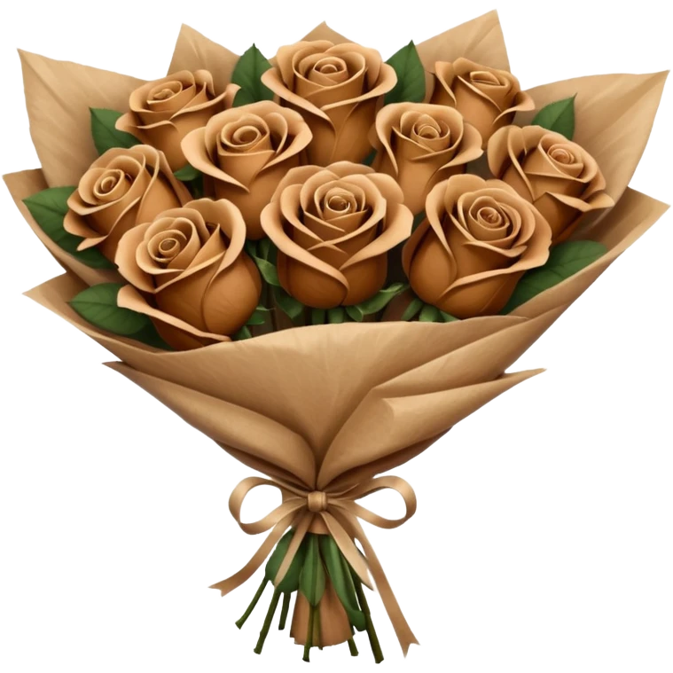 Bouquet of brown roses in a paper package emoji